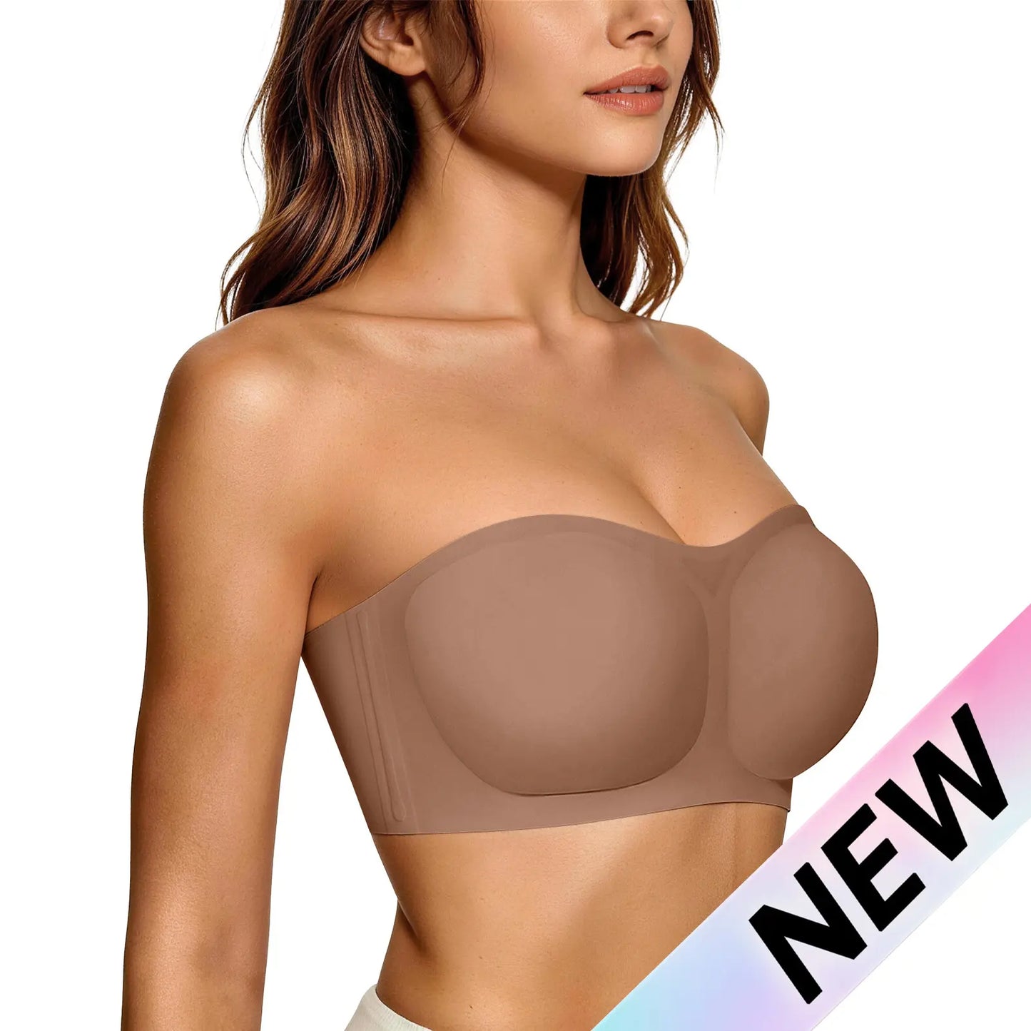 Women's Strapless Push Up Bandeau Bra – Wireless, Padded & Non-Slip